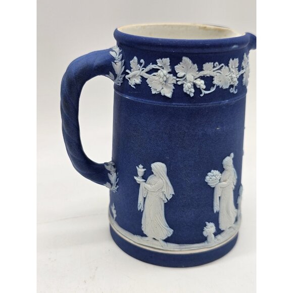 Wedgewood Jasperware Blue And White 4" Creamer Victorian Ornate Boho - Picture 2 of 13